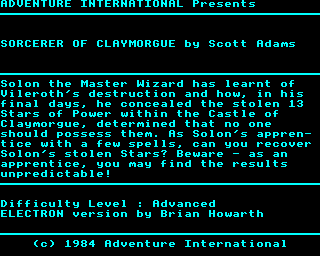 Sorcerer of Claymorgue Castle abandonware