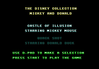 The Disney Collection: Quackshot Starring Donald Duck & Castle of Illusion Starring Mickey Mouse abandonware